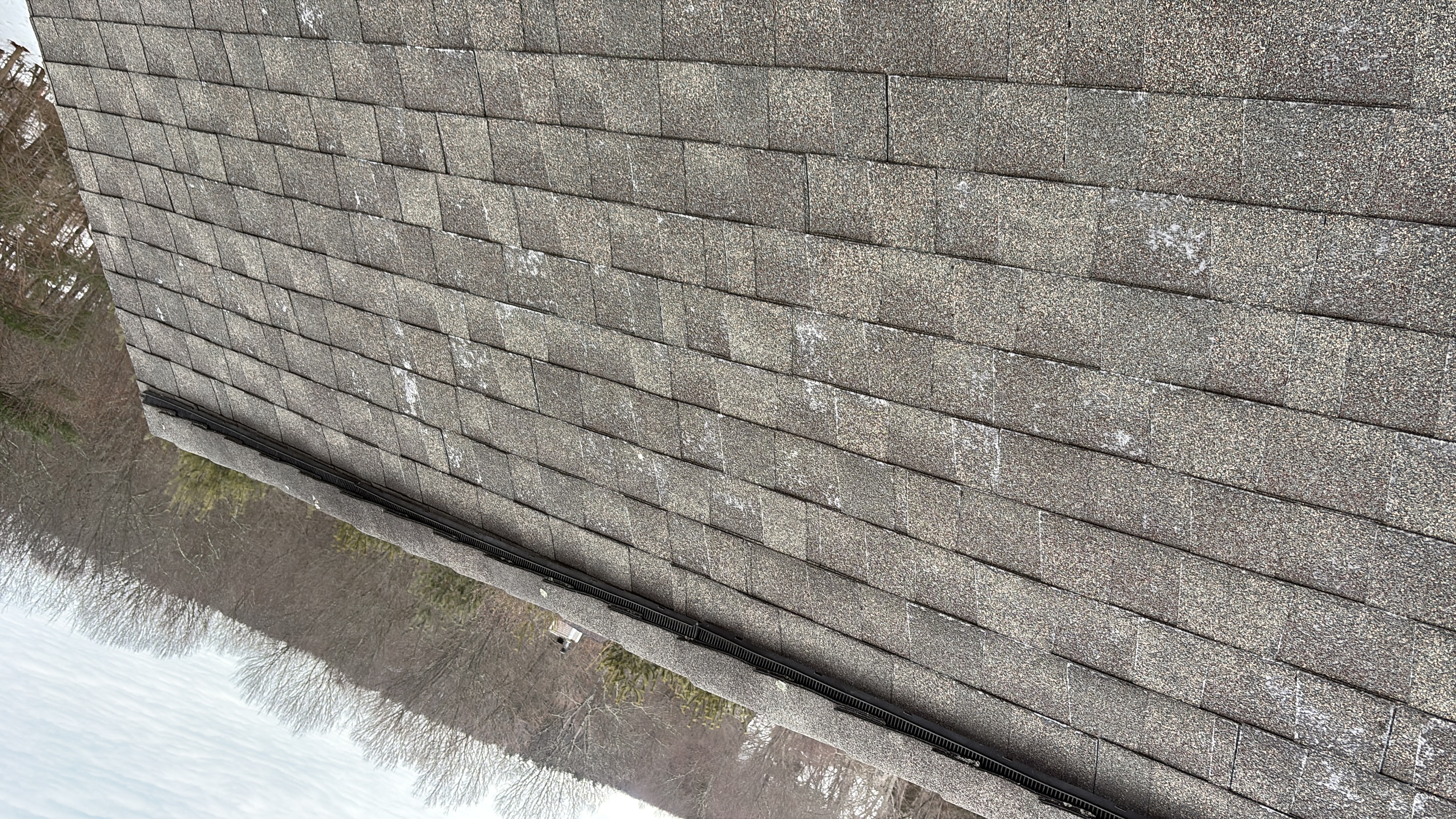 Roof overview showing aged shingles